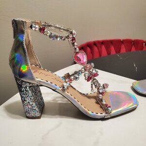 Betsey Johnson size 6.5 Astridd 3 inch jeweled glitter heels